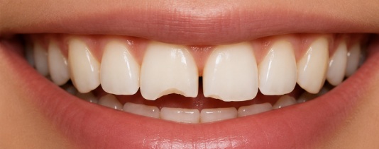 Natural smile showing how small chips, tooth edges, and symmetry affect appearance