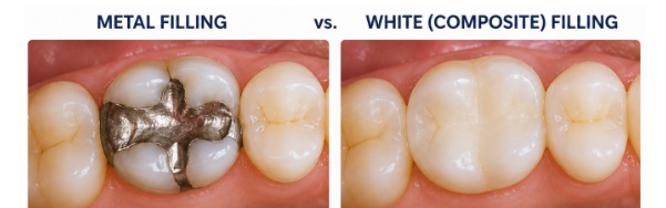 Dental model showing a filling edge where bacteria and decay can form
